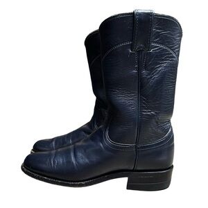 Justin Blue Western Leather Cowboy Boots Size 5.5 Country Casual Classic